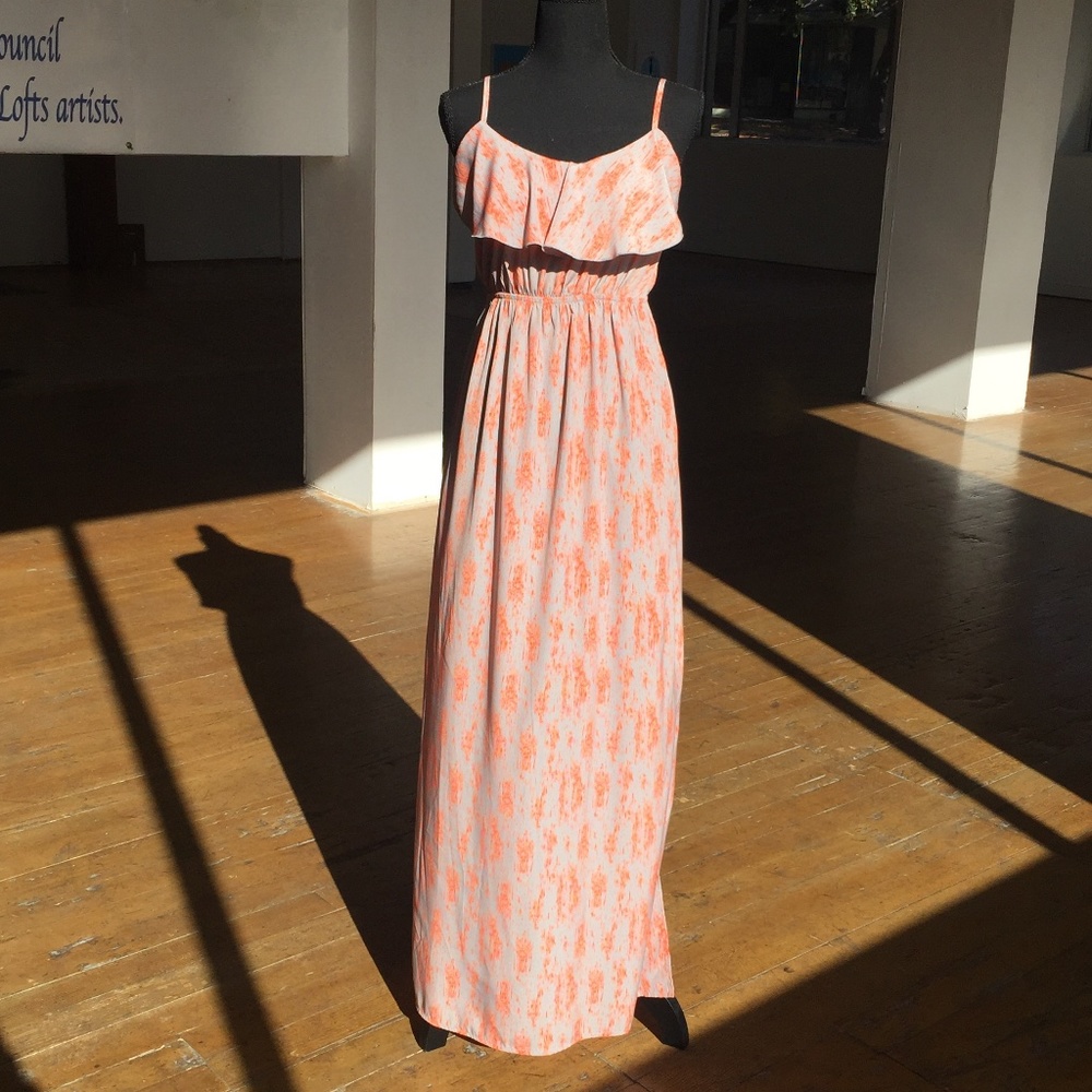 Orange and gray maxi dress